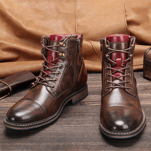 Men Lace-up Premium Leather Boots