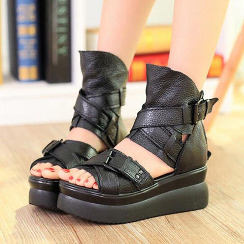 Summer Fashion Genuine Leather Women Platform Sandals