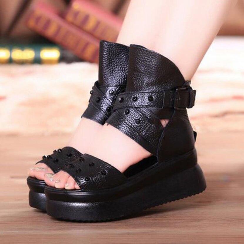 Summer Fashion Genuine Leather Women Platform Sandals