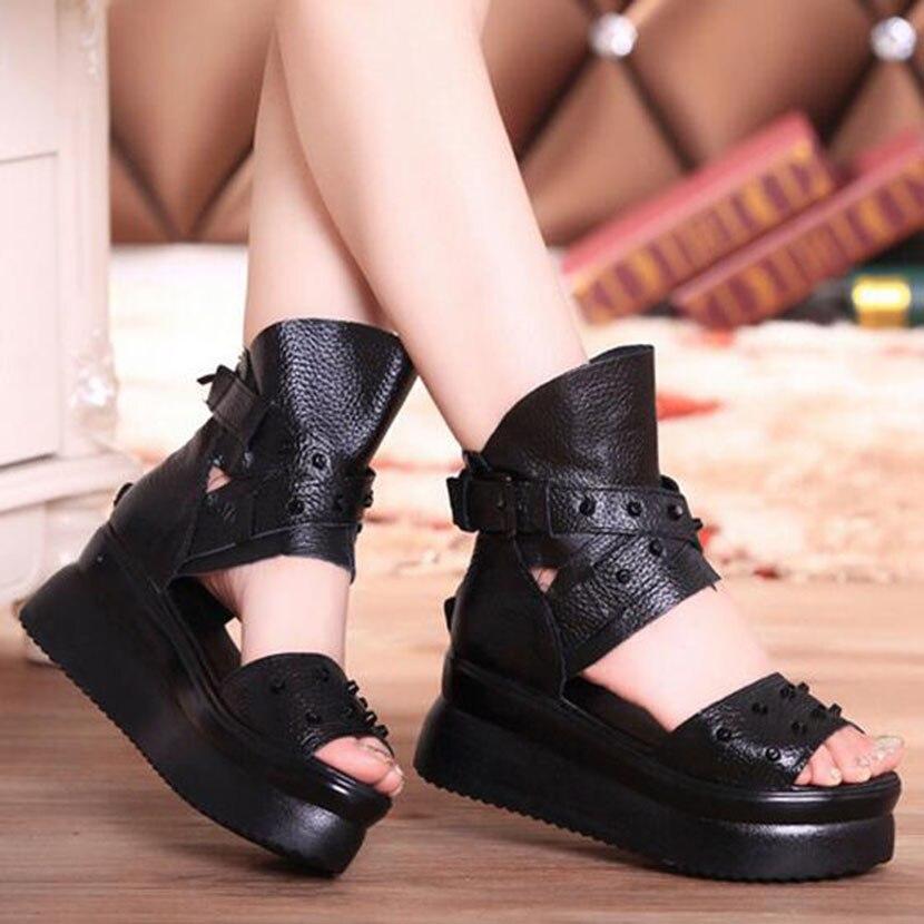 Summer Fashion Genuine Leather Women Platform Sandals