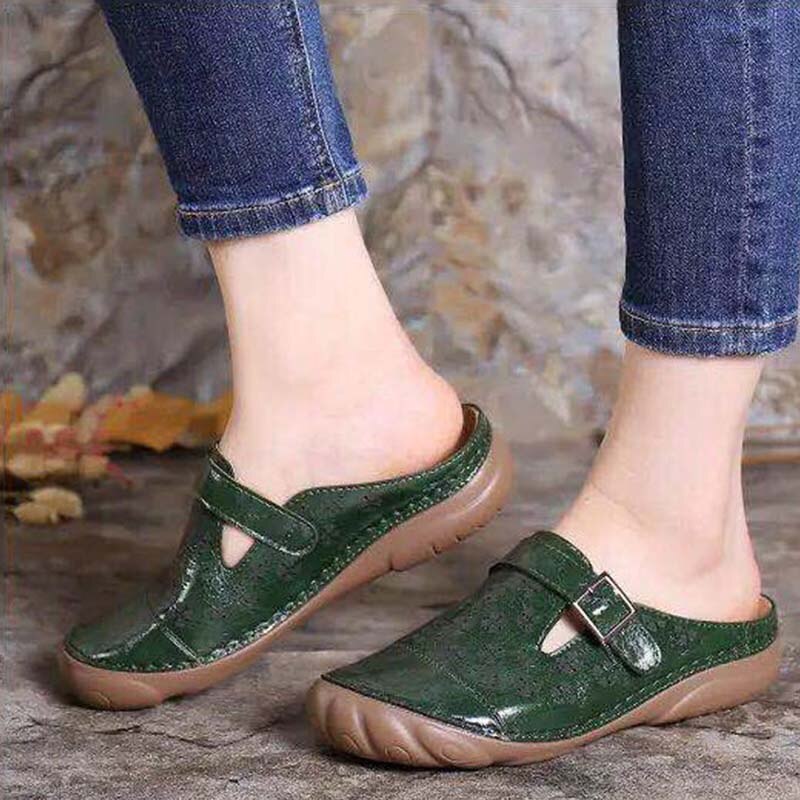 Summer Women Breathable Leather Retro Shoes