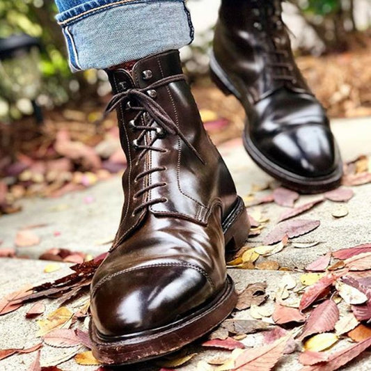 Handmade Mens Genuine Leather Oxford Boots