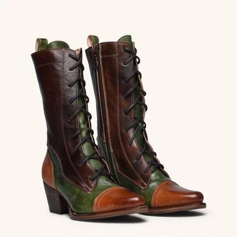 New Lace-up Genuine Leather High Boots